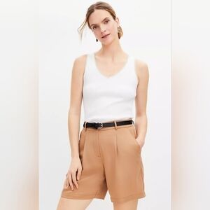 NWT | Ann Taylor LOFT | Pleated Shorts in Emory w/ 7" Inseam | Size: 4 | Camel